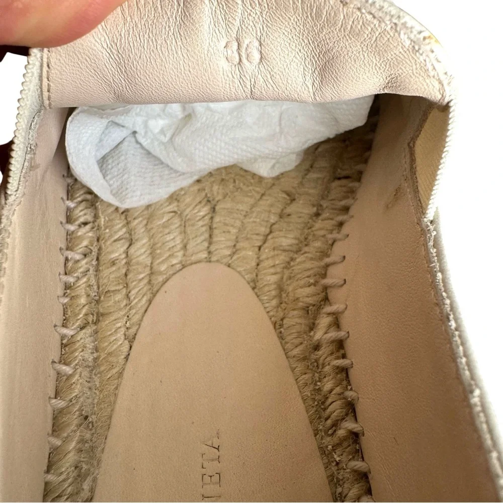 Bottega Veneta Intrecciato Woven Leather Espadrile Off White